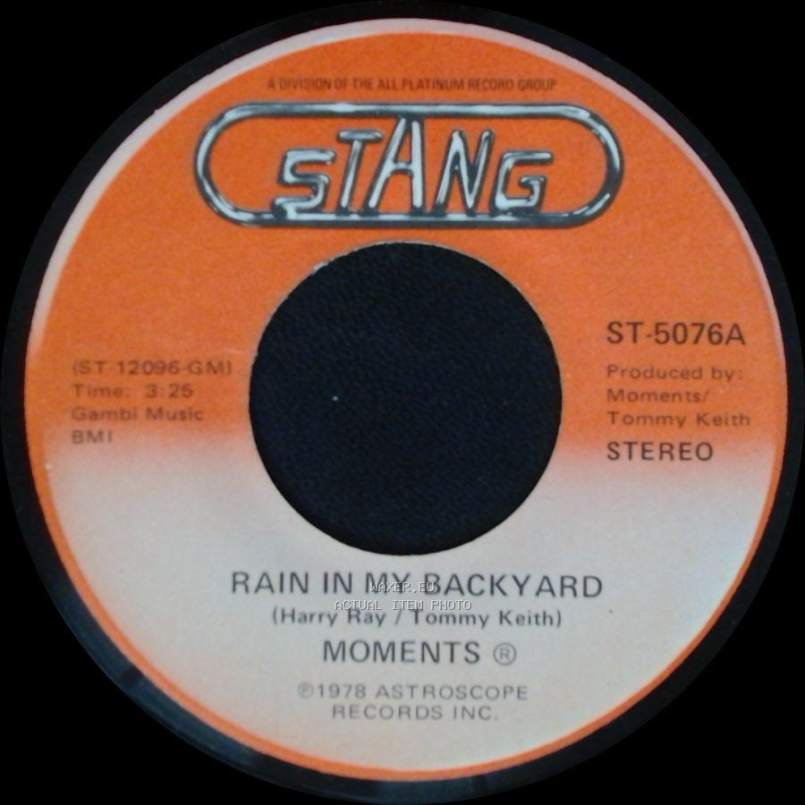 Moments - Disco Man / Rain In My Backyard side A