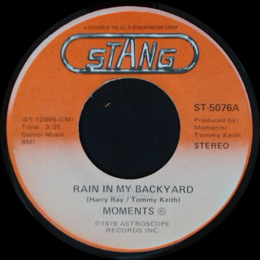 Moments - Disco Man / Rain In My Backyard side B