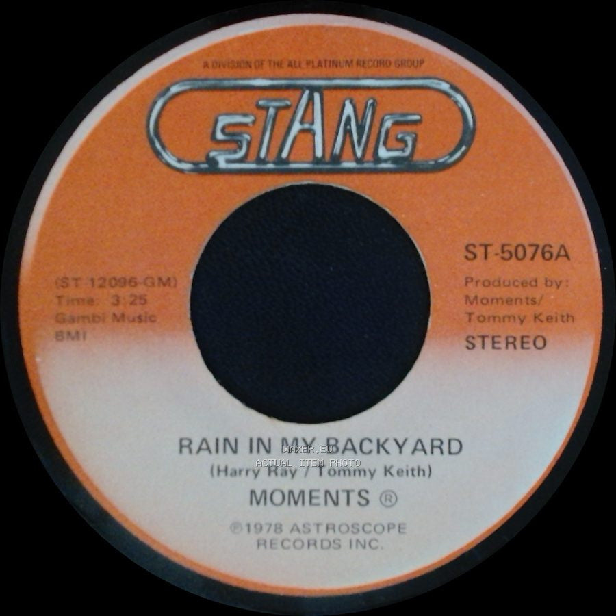 Moments - Disco Man / Rain In My Backyard side B