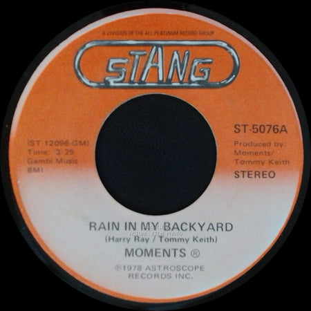 Moments - Disco Man / Rain In My Backyard side B