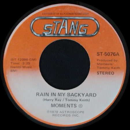 Moments - Disco Man / Rain In My Backyard side B