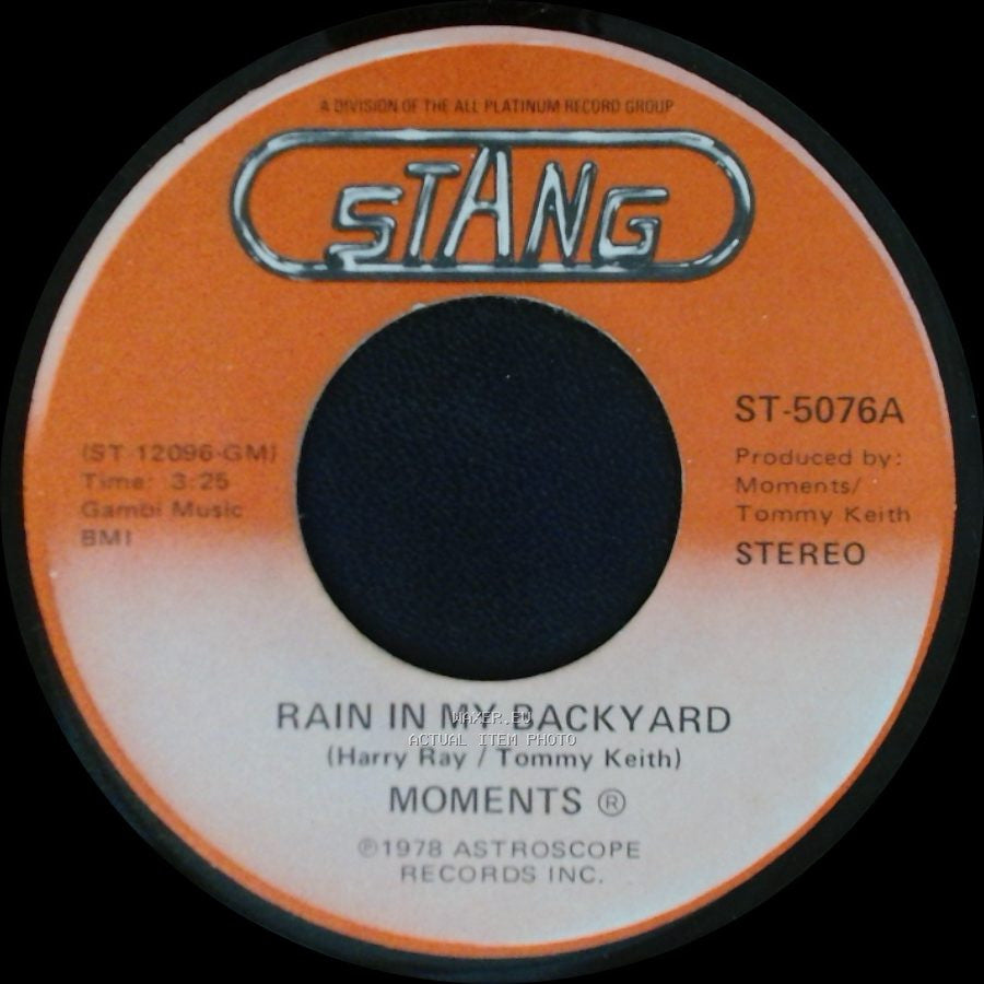Moments - Disco Man / Rain In My Backyard side B