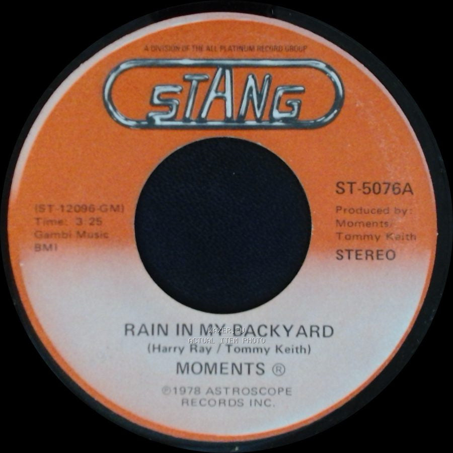 Moments - Disco Man / Rain In My Backyard side B