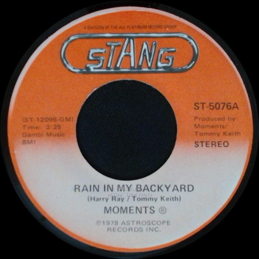 Moments - Disco Man / Rain In My Backyard side B