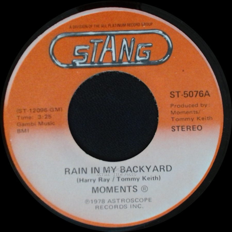 Moments - Disco Man / Rain In My Backyard side B