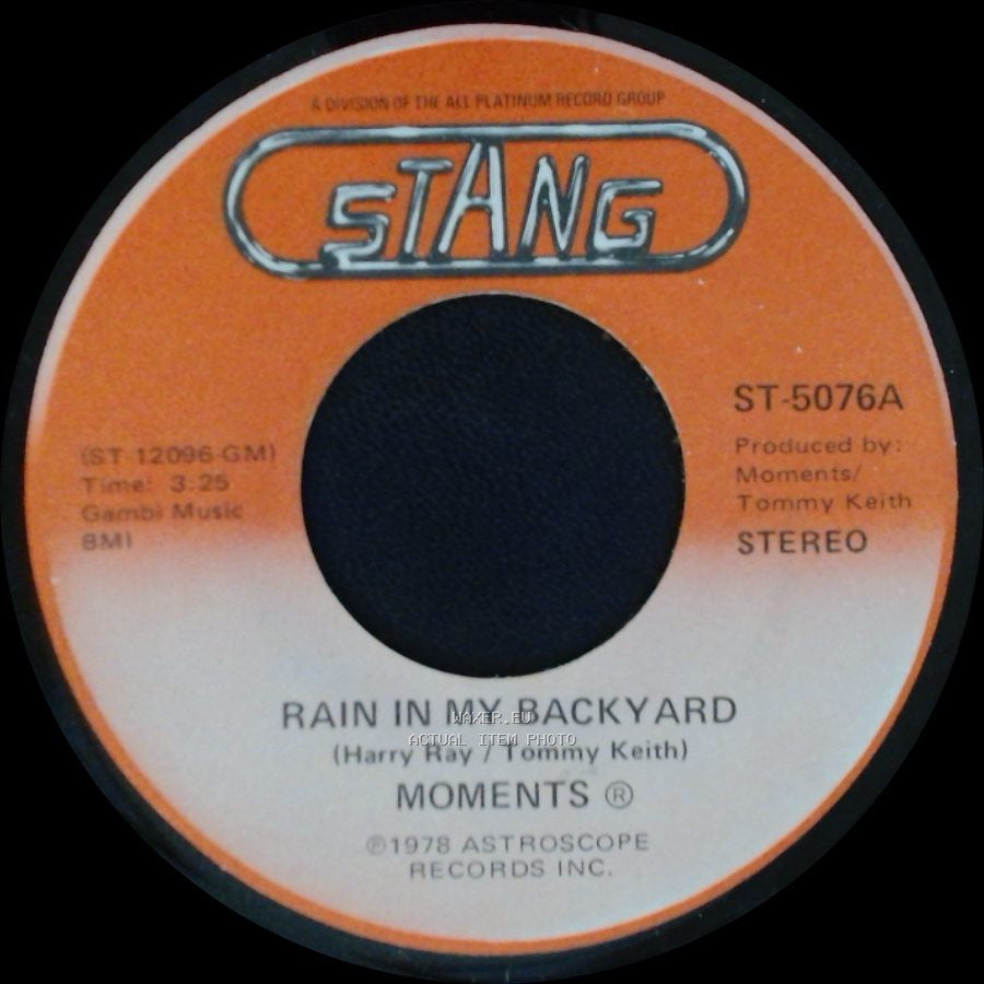 Moments - Disco Man / Rain In My Backyard side A