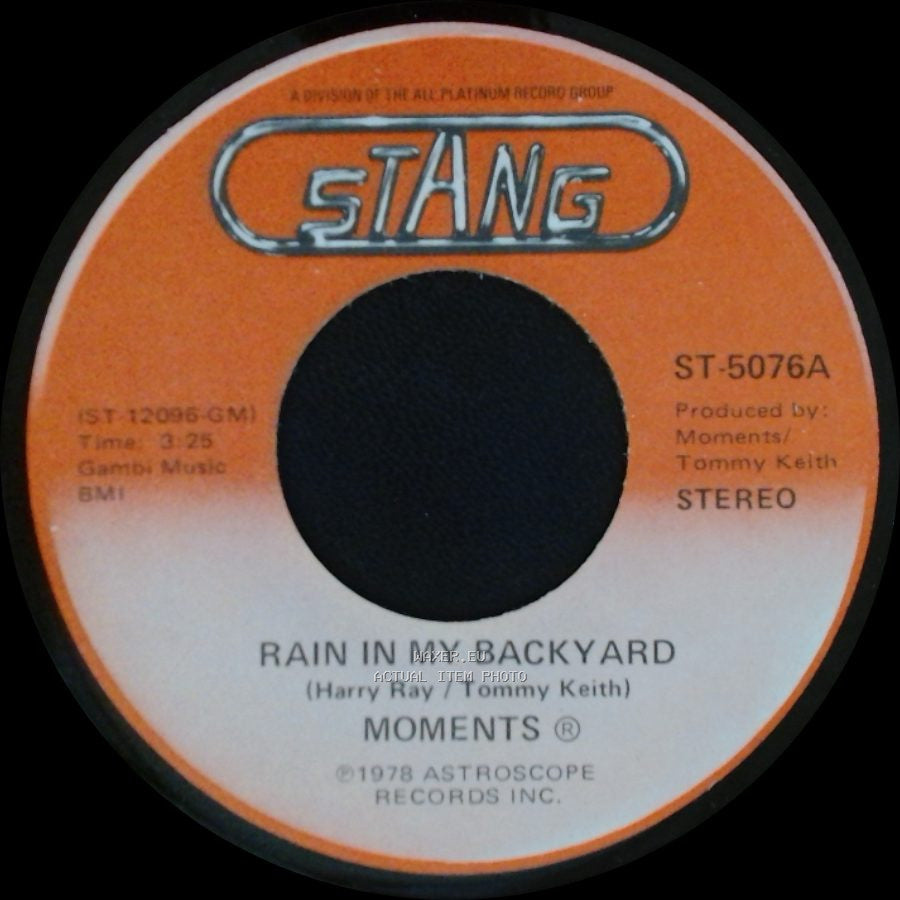Moments - Disco Man / Rain In My Backyard side A