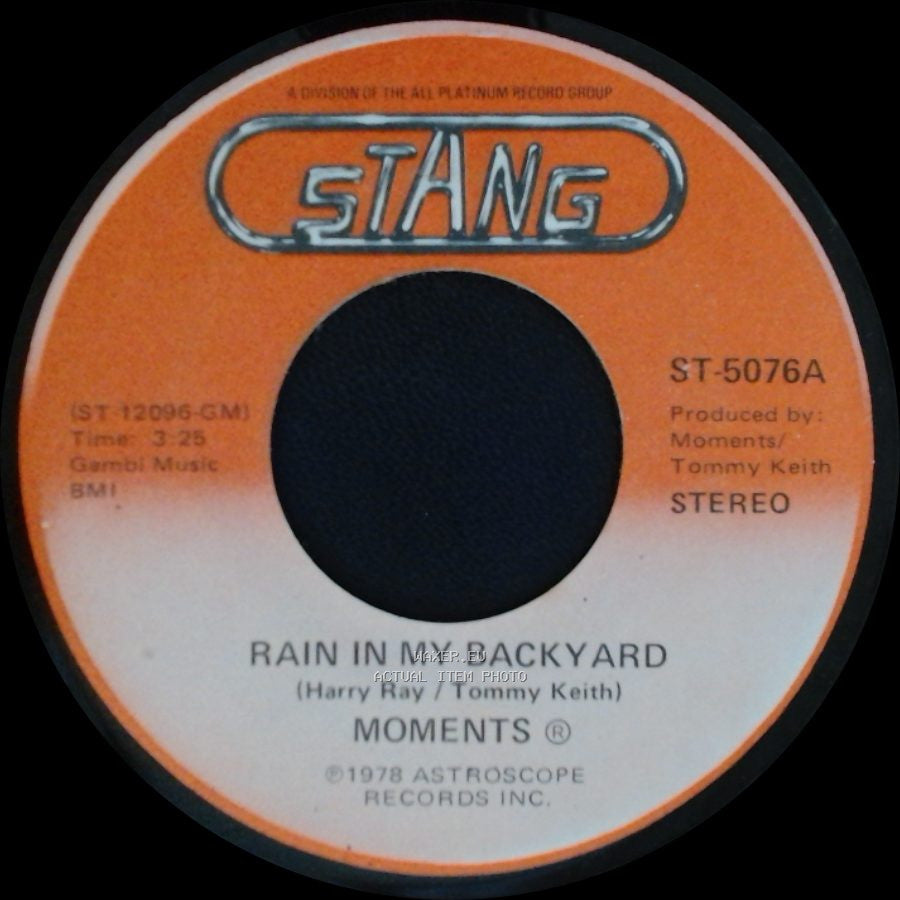 Moments - Disco Man / Rain In My Backyard side B