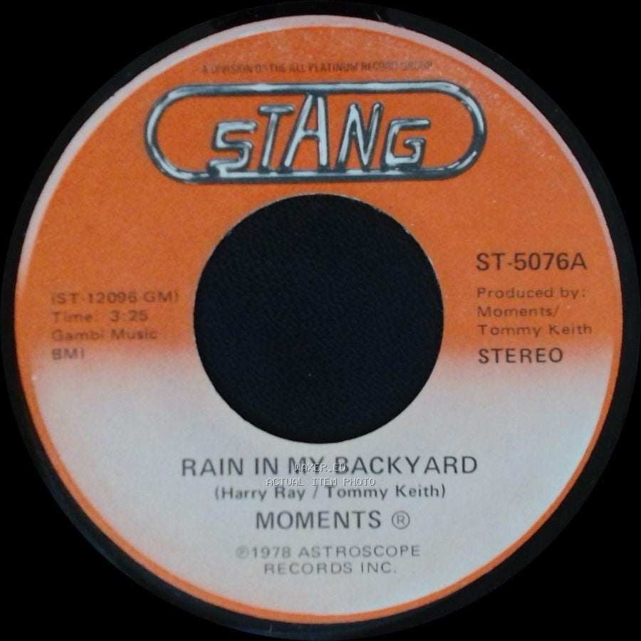 Moments - Disco Man / Rain In My Backyard side B
