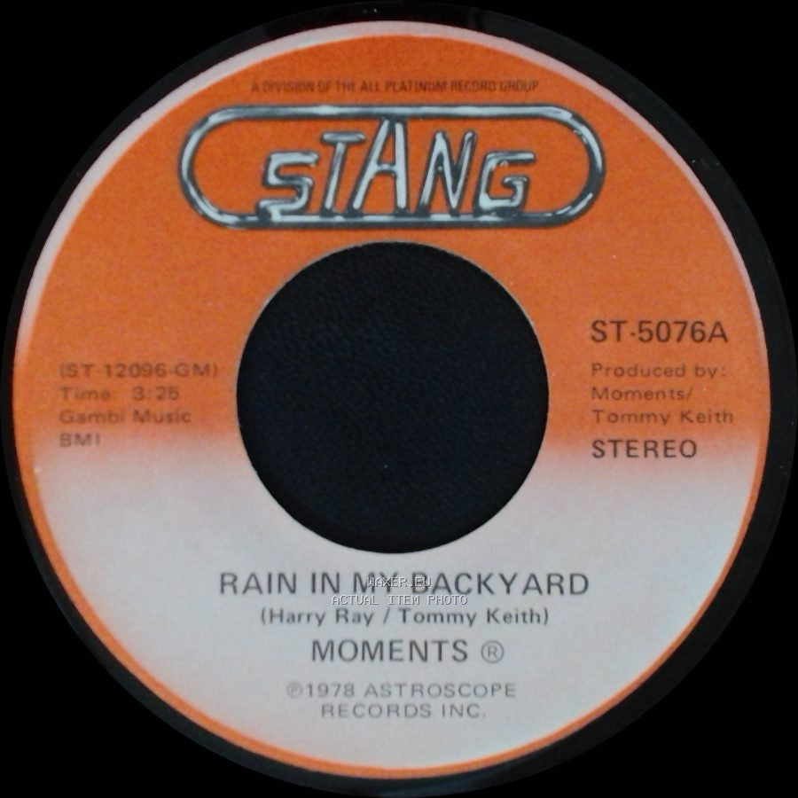 Moments - Disco Man / Rain In My Backyard side A