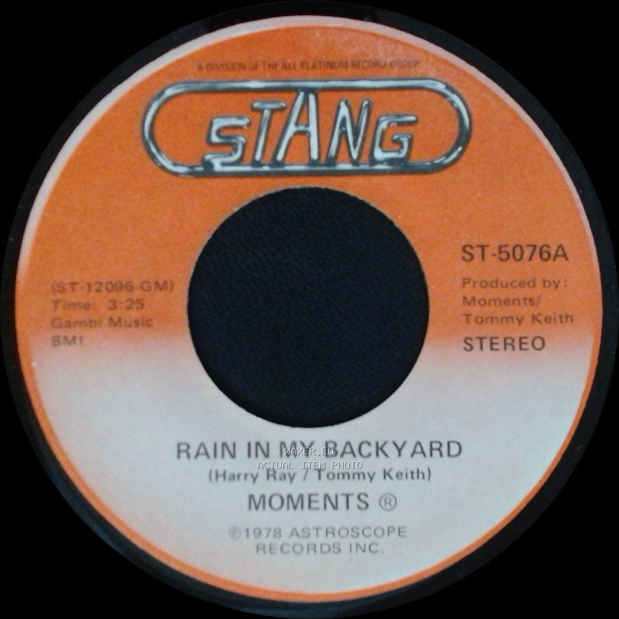 Moments - Disco Man / Rain In My Backyard side B