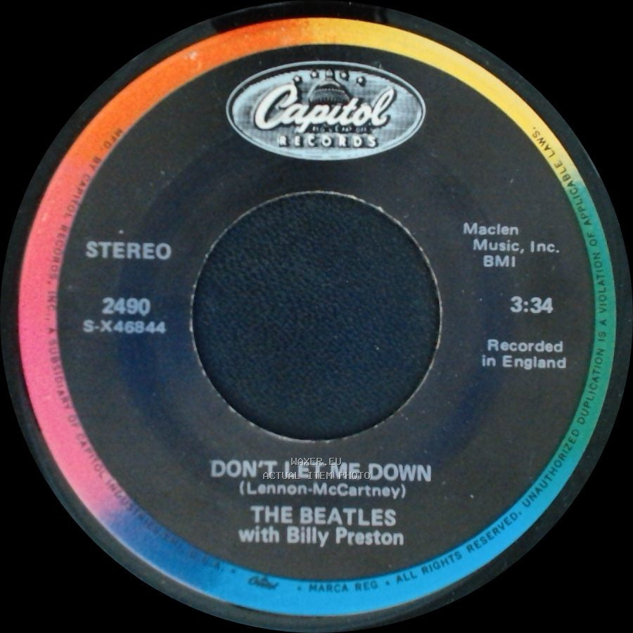 The Beatles With Billy Preston - Don't Let Me Down (Lennon-Mccartney) / Get Back side A