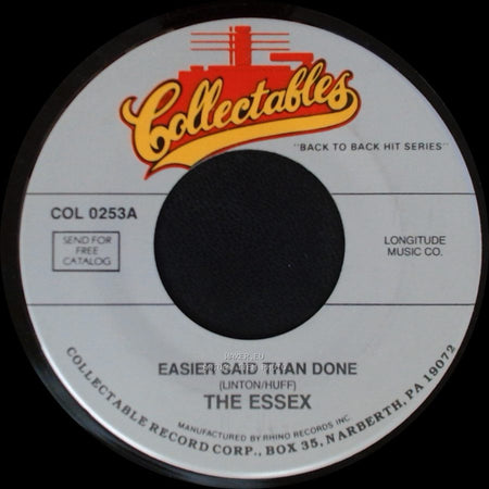 The Essex - Easier Said Than Done / A Walkin' Miracle side A