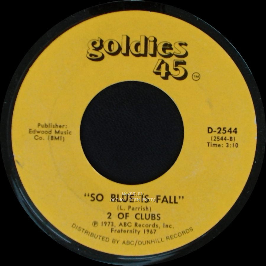 2 Of Clubs - Walk Tall Like A Man / So Blue Is Fall side B