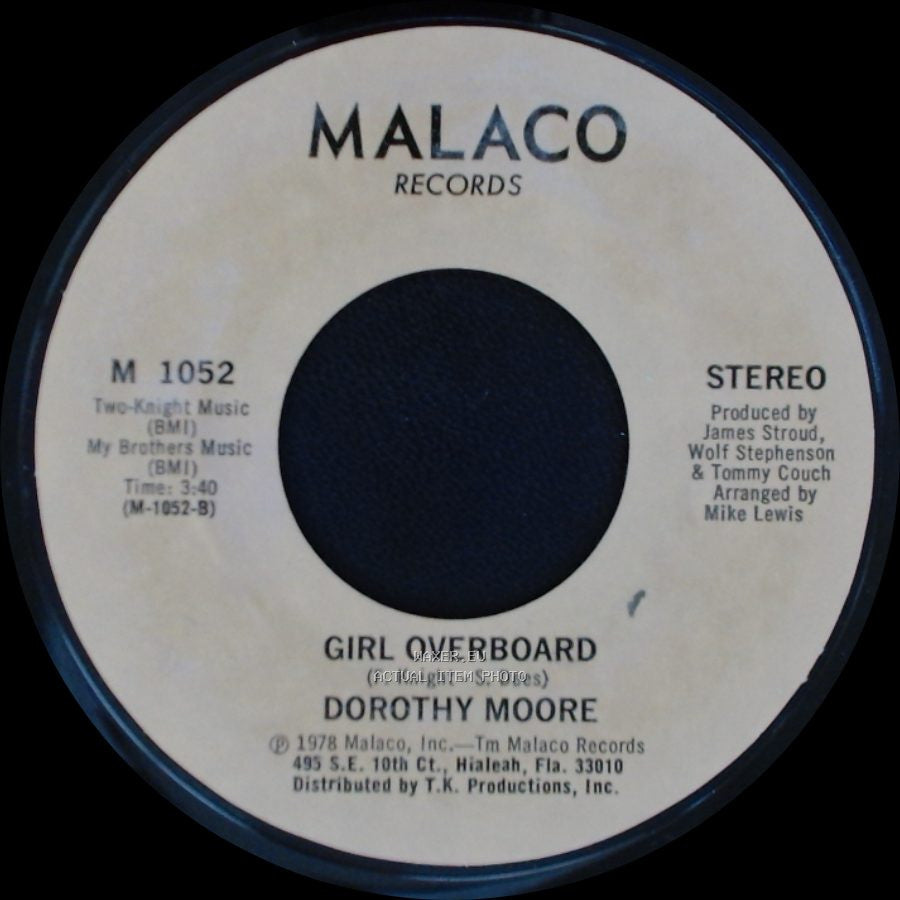 Dorothy Moore - Girl Overboard / Special Occasion side B