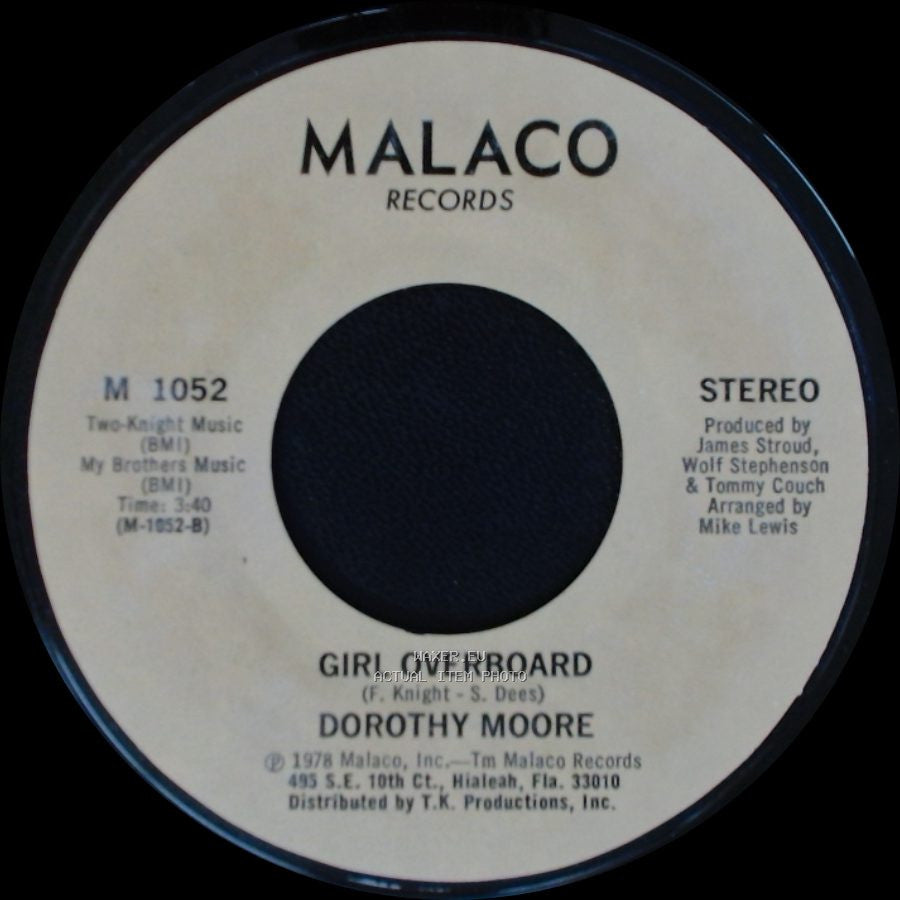 Dorothy Moore - Girl Overboard / Special Occasion side B