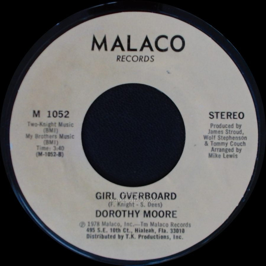 Dorothy Moore - Girl Overboard / Special Occasion side B
