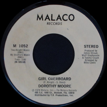 Dorothy Moore - Girl Overboard / Special Occasion side B