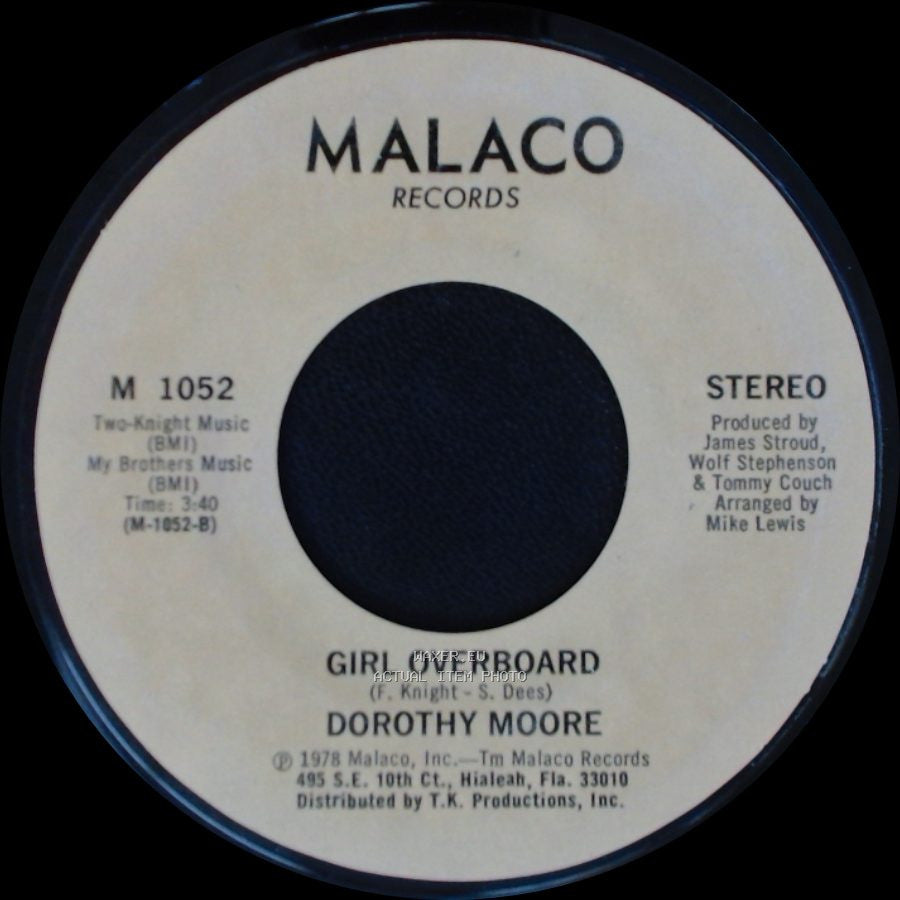 Dorothy Moore - Girl Overboard / Special Occasion side B