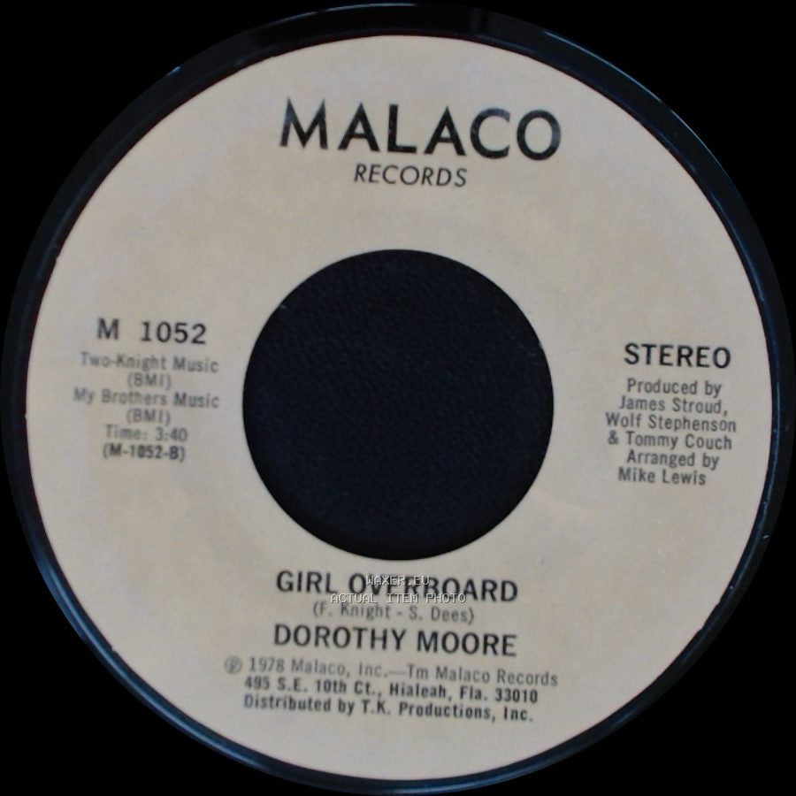 Dorothy Moore - Girl Overboard / Special Occasion side A