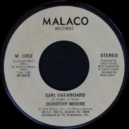 Dorothy Moore - Girl Overboard / Special Occasion side A