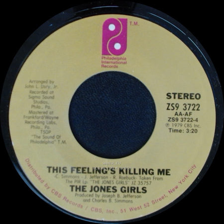The Jones Girls - This Feeling's Killing Me / We're A Melody side A