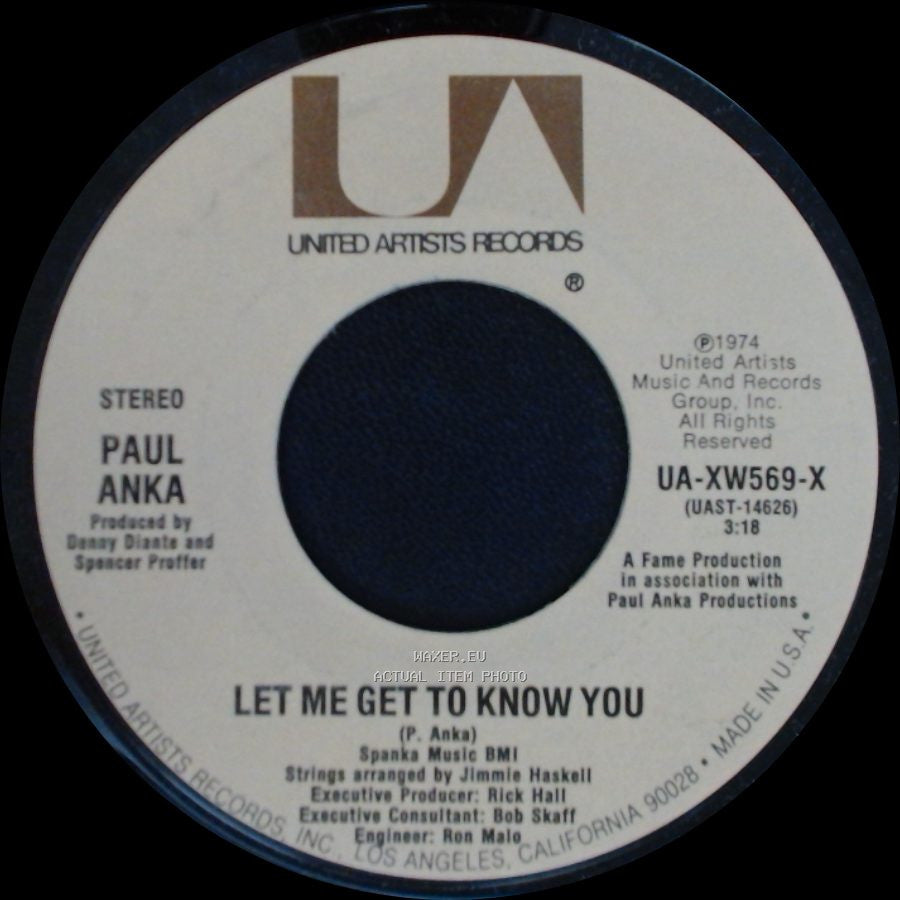 Paul Anka / Paul Anka With Odia Coates - Let Me Get To Know You / One Man Woman / One Woman Man side A