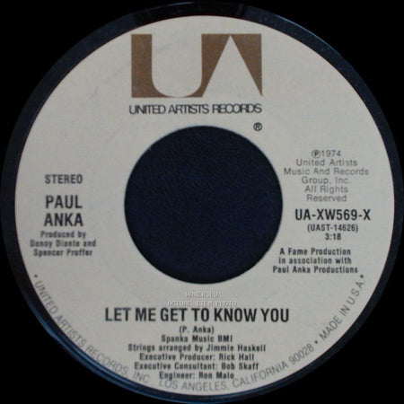 Paul Anka / Paul Anka With Odia Coates - Let Me Get To Know You / One Man Woman / One Woman Man side A