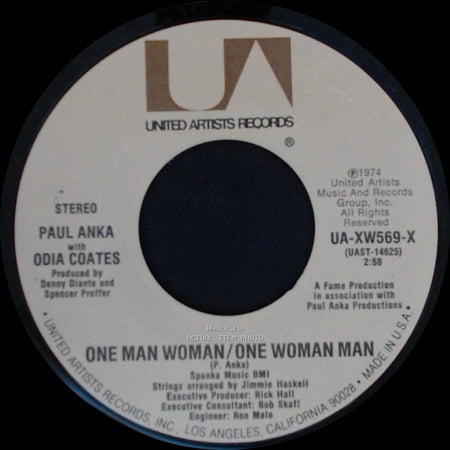 Paul Anka / Paul Anka With Odia Coates - Let Me Get To Know You / One Man Woman / One Woman Man side B