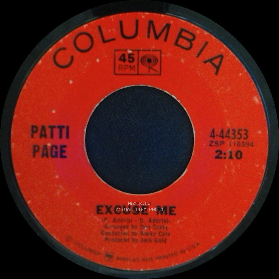 Patti Page - Gentle On My Mind / Excuse Me side B