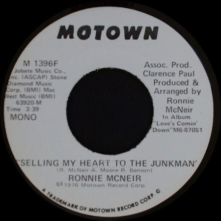 Ronnie Mcneir - Selling My Heart To The Junkman / Selling My Heart To The Junkman side B
