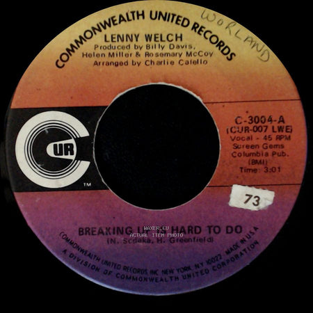 Lenny Welch - Get Mommy To Come Back Home / Breaking Up Is Hard To Do side B