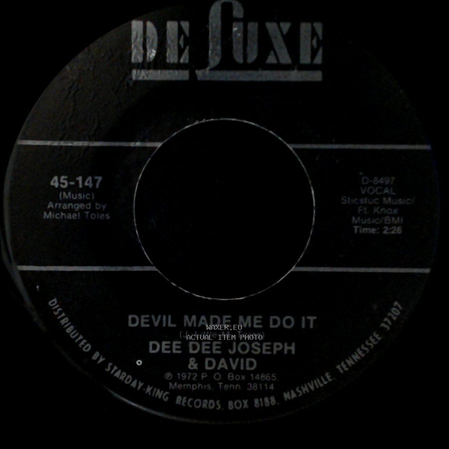 Dee Dee Joseph & David - City Called Loneliville / Devil Made Me Do It side B