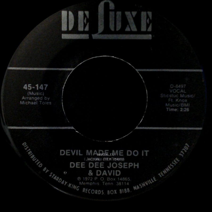Dee Dee Joseph & David - City Called Loneliville / Devil Made Me Do It side B