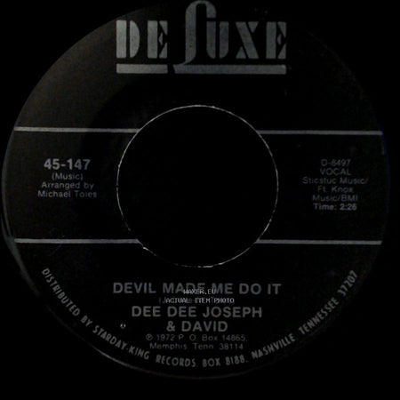 Dee Dee Joseph & David - City Called Loneliville / Devil Made Me Do It side B