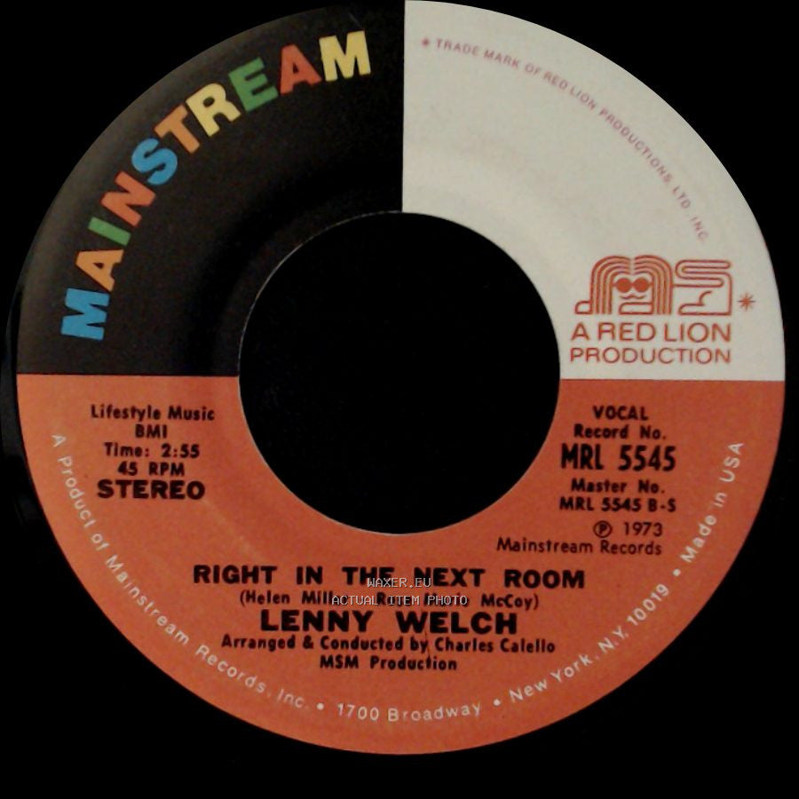 Lenny Welch - Right In The Next Room / Since I Don't Have You side A