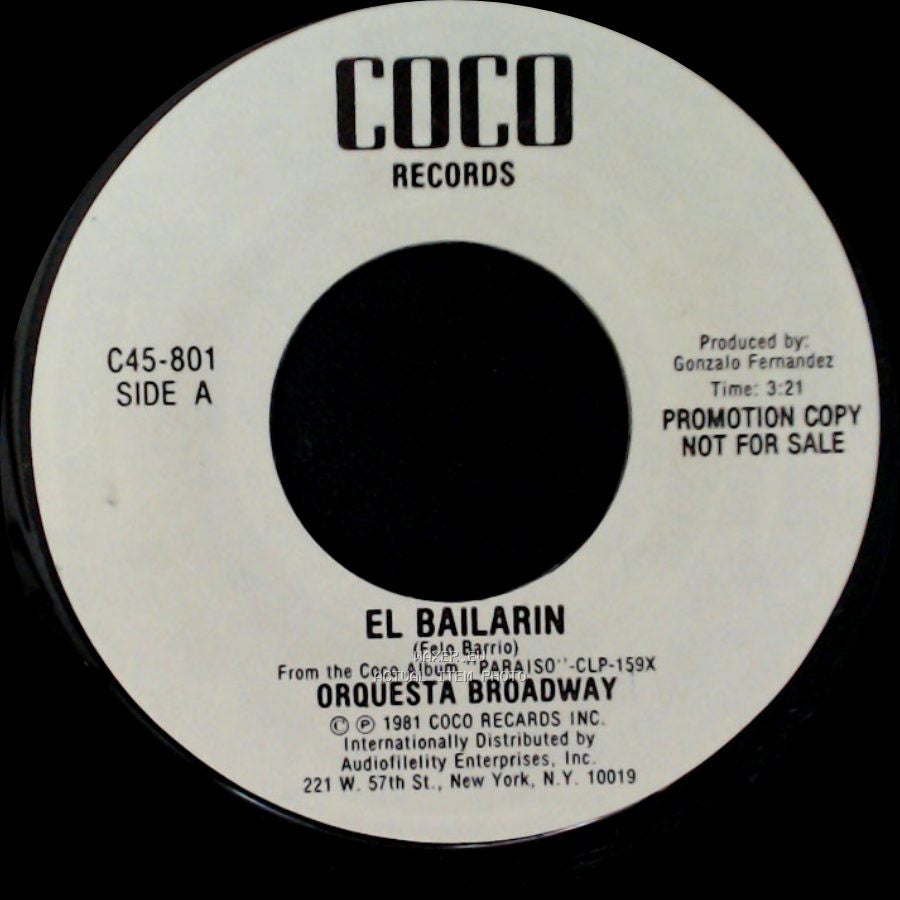 Orquesta Broadway - El Bailarin / Vincente side A