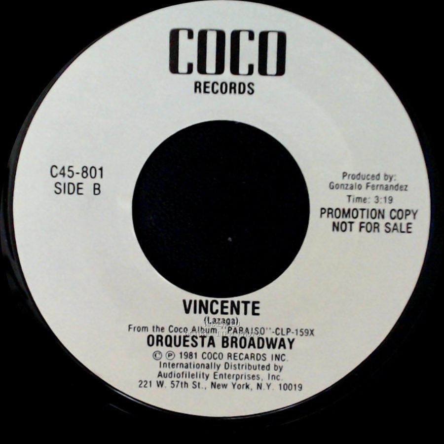 Orquesta Broadway - El Bailarin / Vincente side B