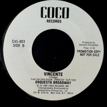 Orquesta Broadway - El Bailarin / Vincente side B