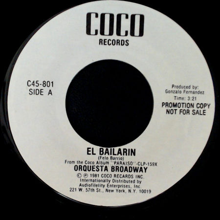Orquesta Broadway - El Bailarin / Vincente side A