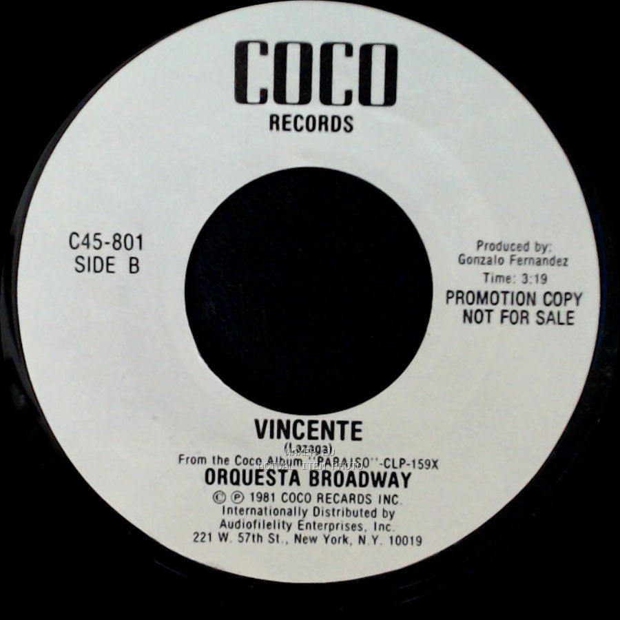 Orquesta Broadway - El Bailarin / Vincente side B