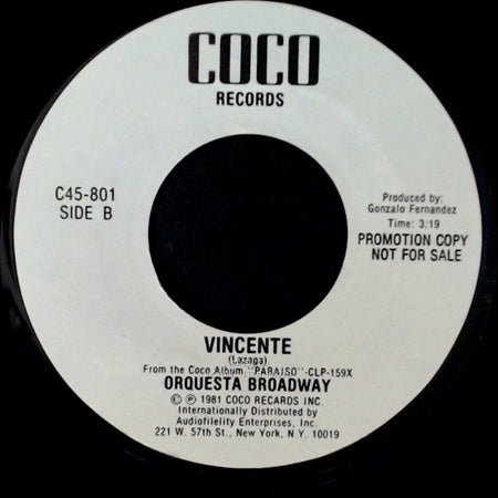 Orquesta Broadway - El Bailarin / Vincente side B