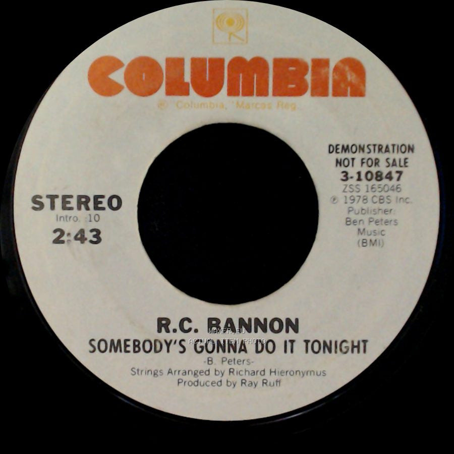 R.C. Bannon - Somebody's Gonna Do It Tonight / Somebody's Gonna Do It Tonight side A