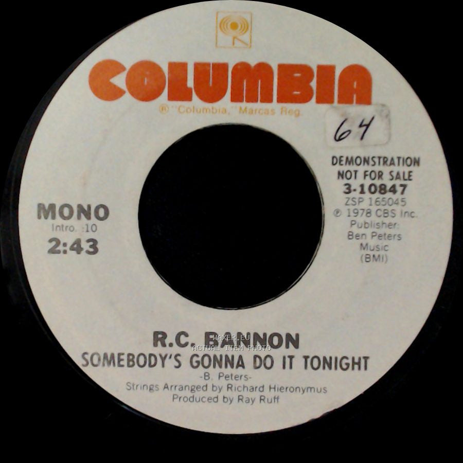 R.C. Bannon - Somebody's Gonna Do It Tonight / Somebody's Gonna Do It Tonight side B