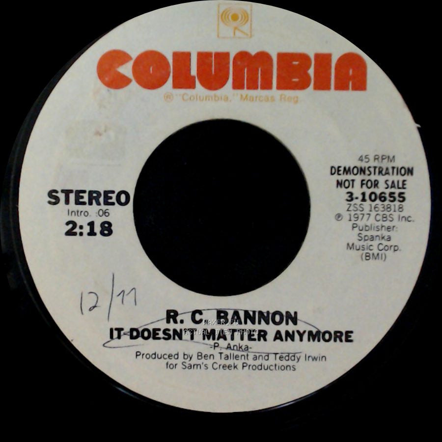 R. C. Bannon - It Doesn't Matter Anymore / It Doesn't Matter Anymore side A