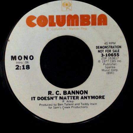R. C. Bannon - It Doesn't Matter Anymore / It Doesn't Matter Anymore side B