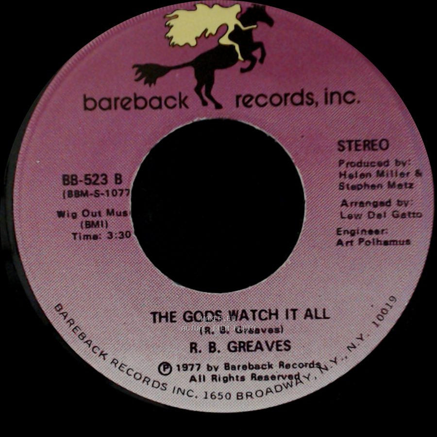 R. B. Greaves - Who's Watching The Baby (Margie) / The Gods Watch It All side B