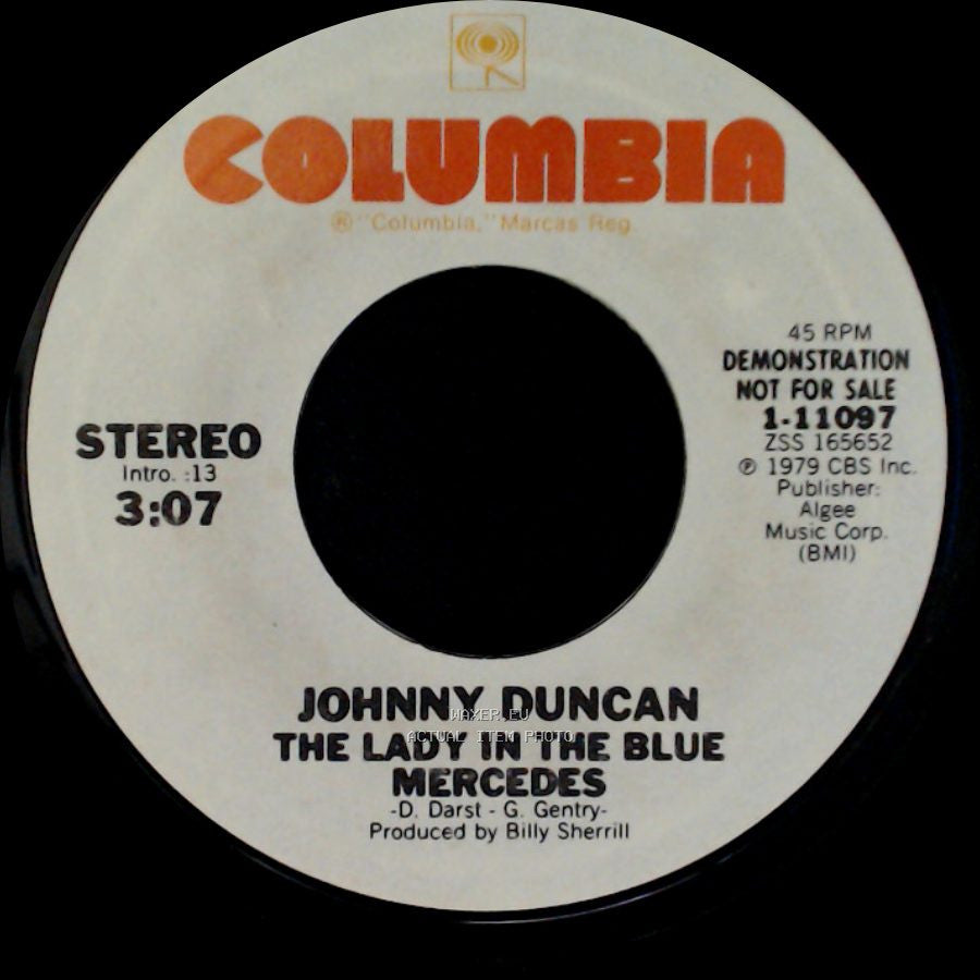 Johnny Duncan - The Lady In The Blue Mercedes / The Lady In The Blue Mercedes side B