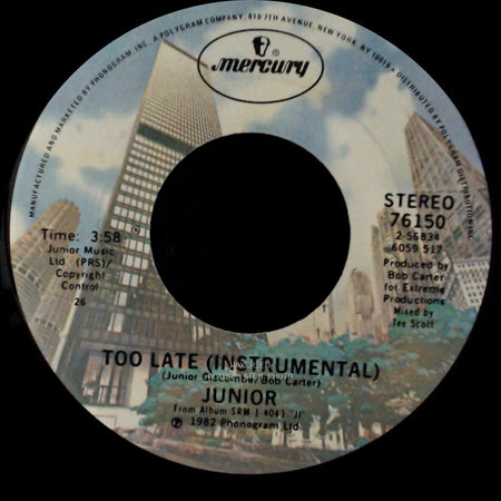 Junior - Too Late (Instrumental) / Too Late side A