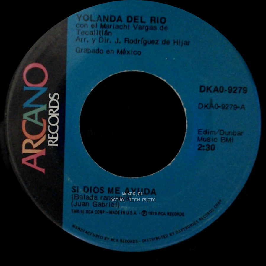 Yolanda Del Rio Con El Mariachi Vargas De Tecalitlán - Te Olvidare, Te Olvidare / Si Dios Me Ayuda side B